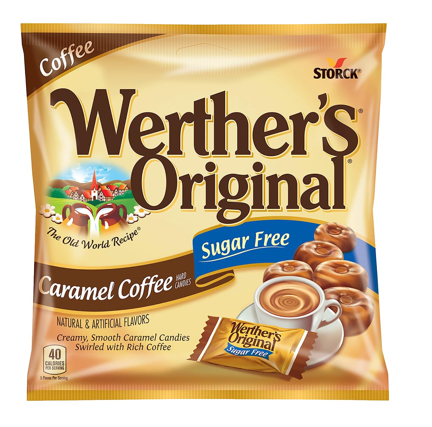Soko Smiles pocket bag display featuring Werther's sugar-free candies for desk