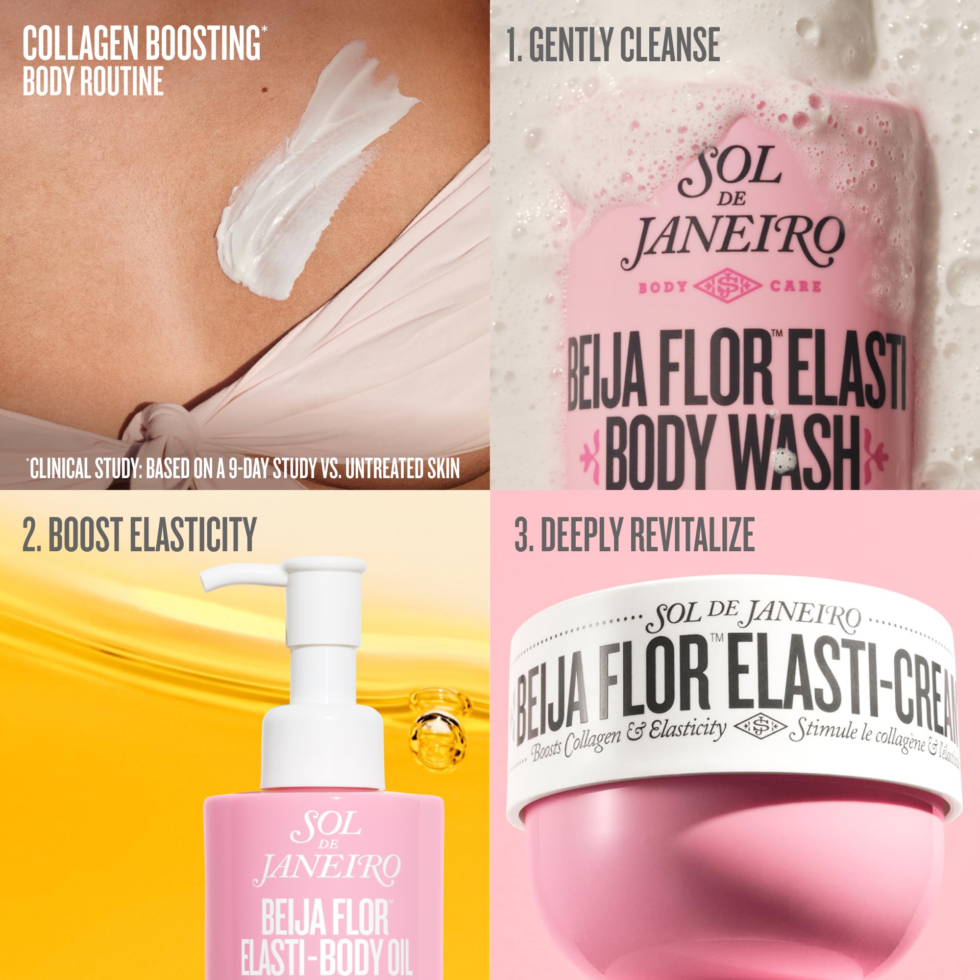 Sol de Janeiro Beija Flor Elasti-Body Oil with non-greasy finish on skin.