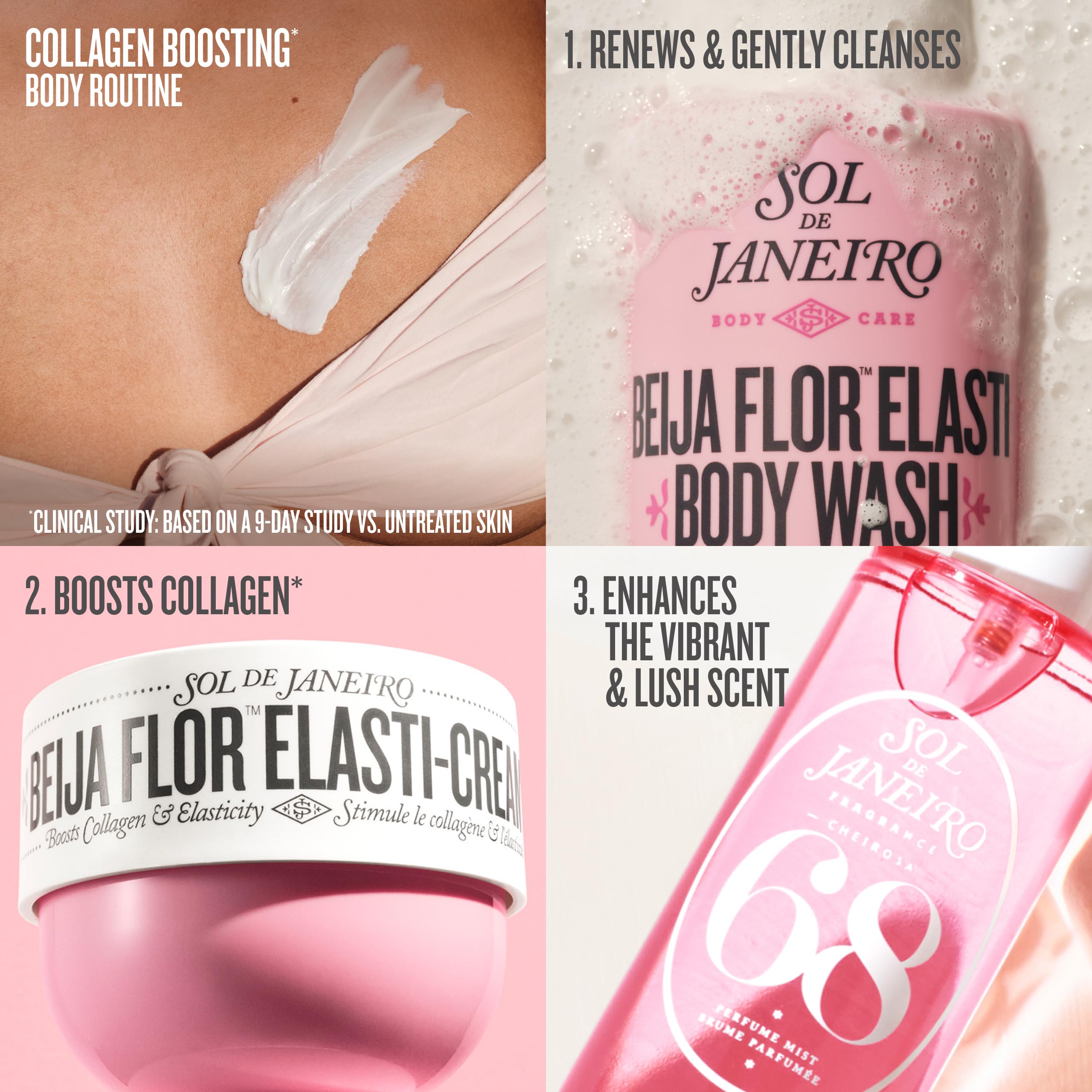Low-lather cream texture of Sol de Janeiro Beija Flor Elasti Body Wash