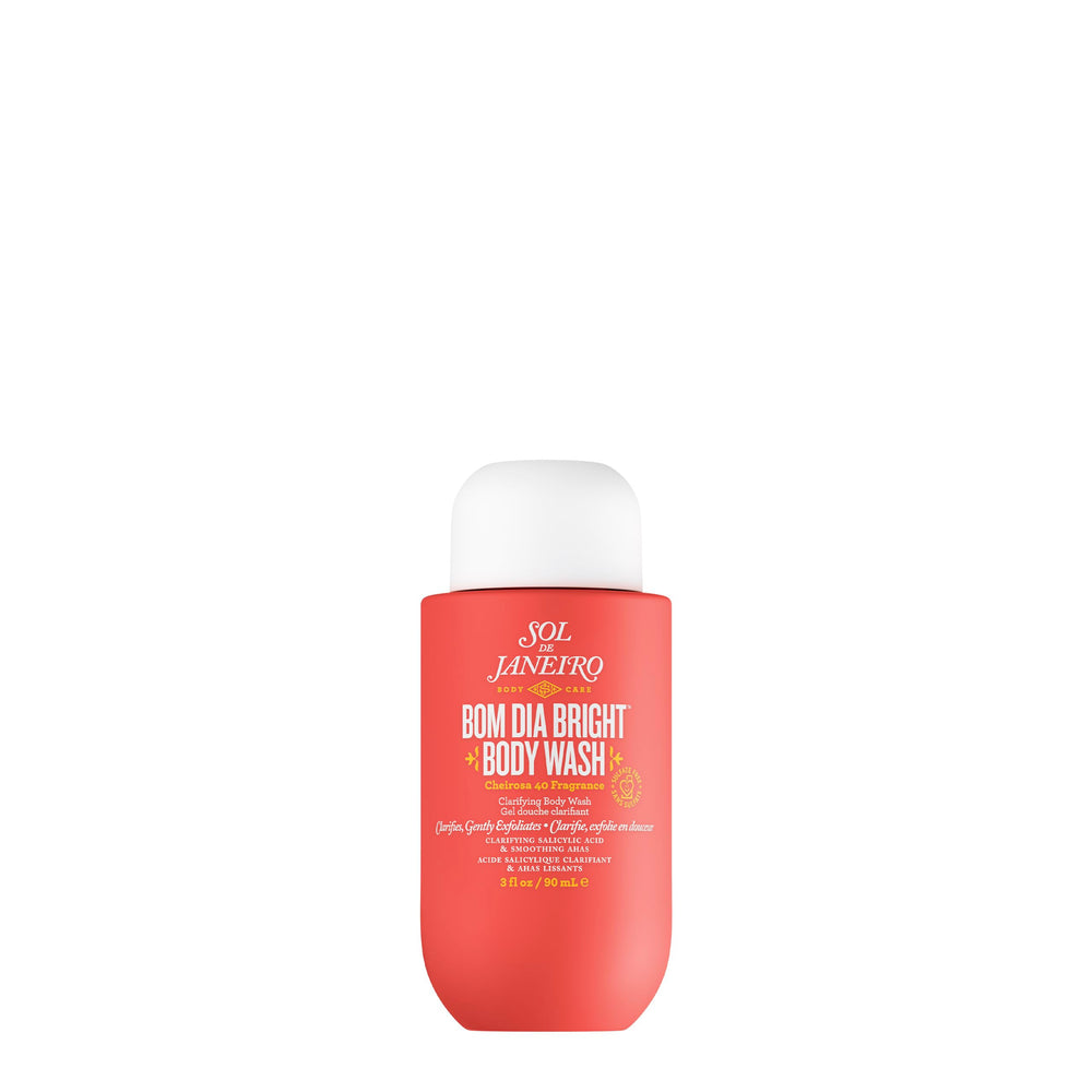 Sol de Janeiro Bom Dia Bright Body Wash bottle with exfoliating gel for smooth skin.