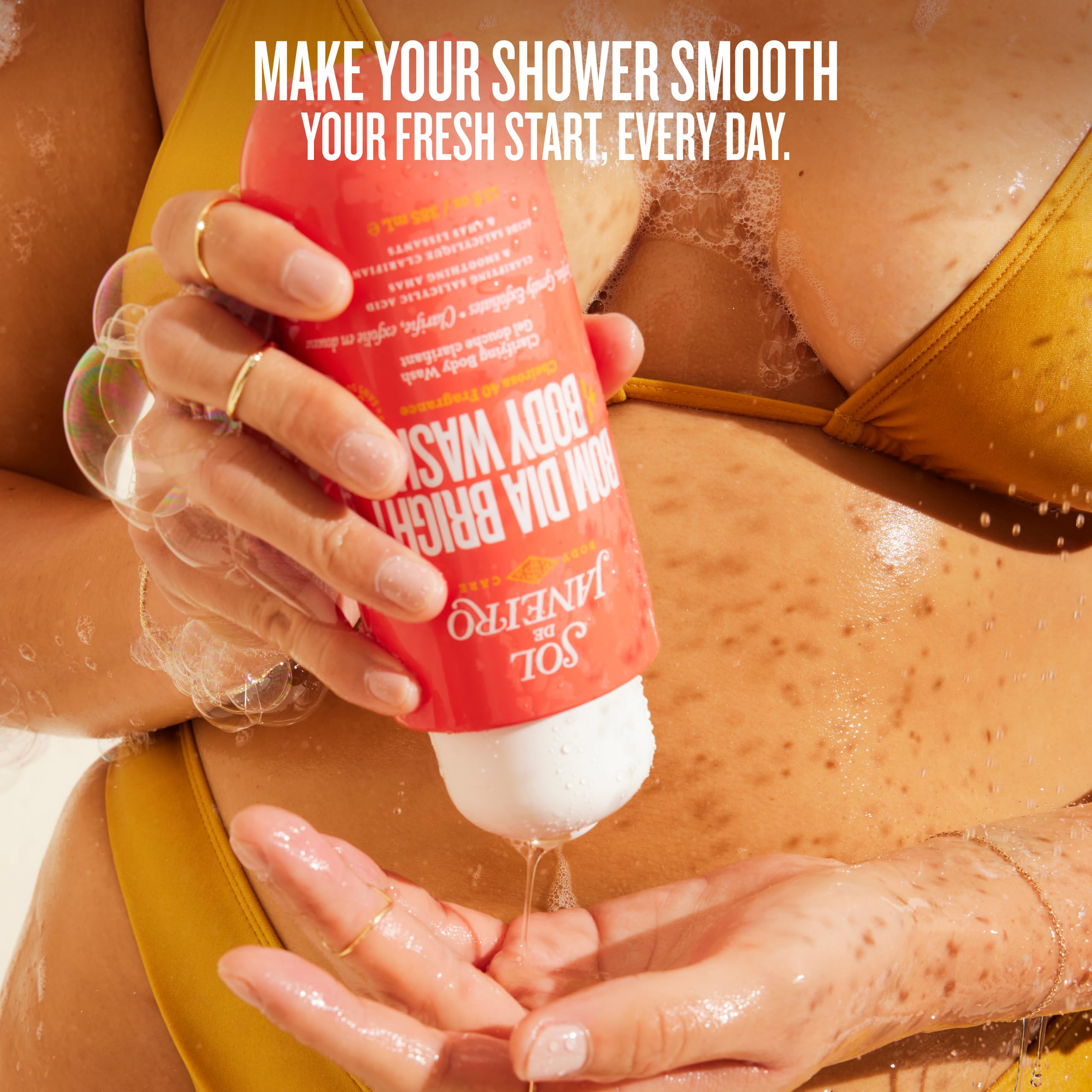 Sol de Janeiro Bom Dia Bright foam closeup showing plush lather for cleansing.