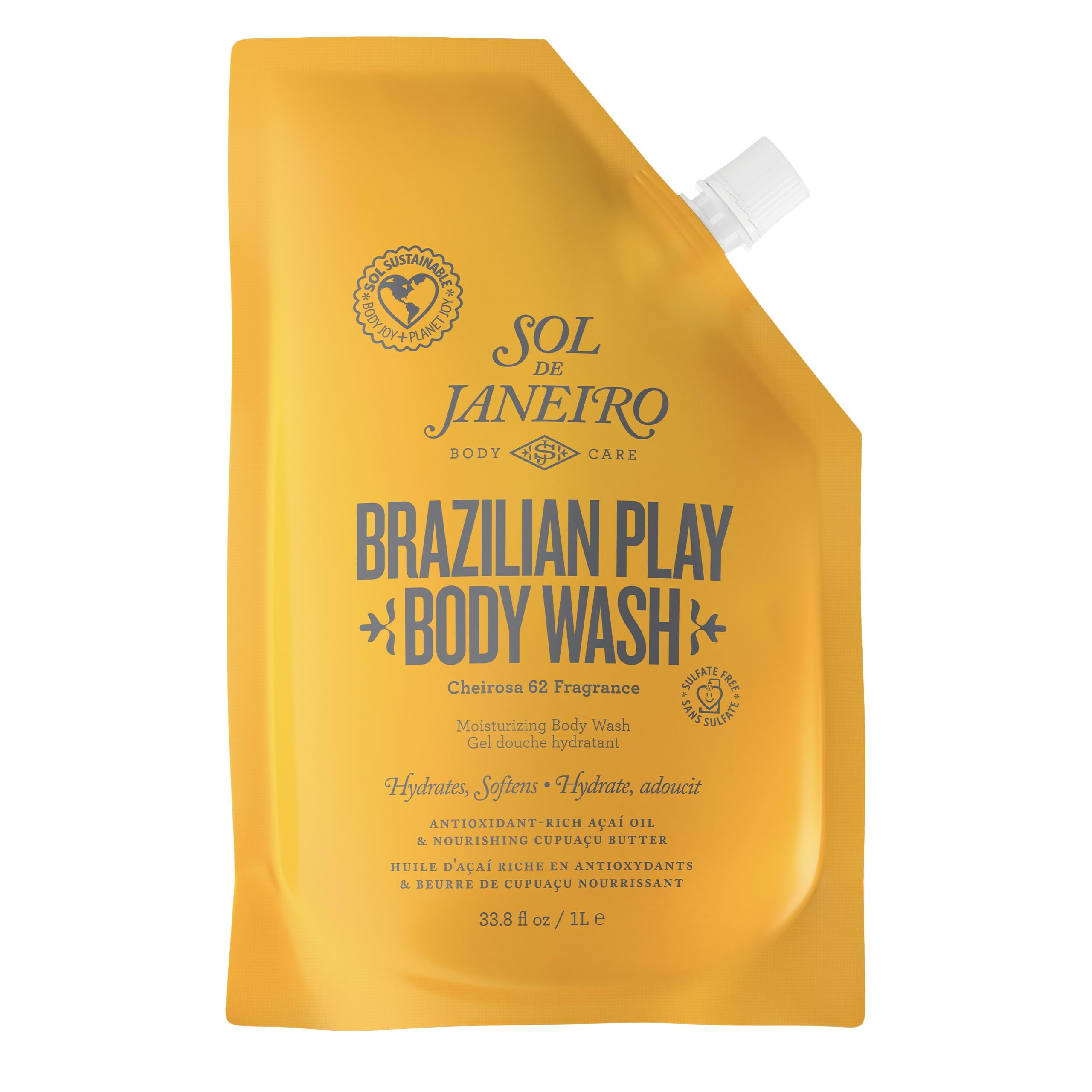 Sol de Janeiro Brazilian Play refill pouch front view for plastic-saving hydration
