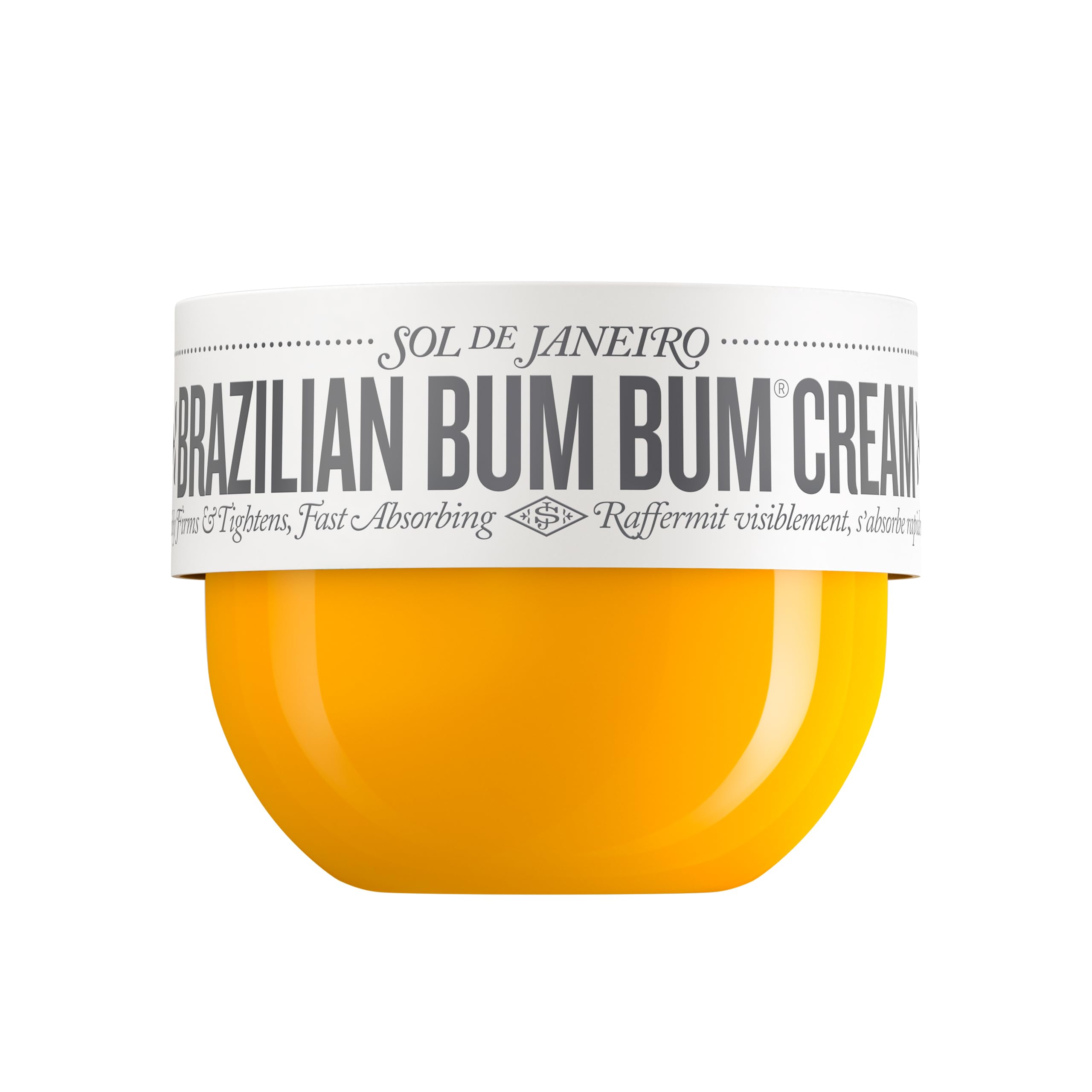 Sol de Janeiro Bum Bum Cream jar closeup showing creamy texture for smooth, hydrated skin.