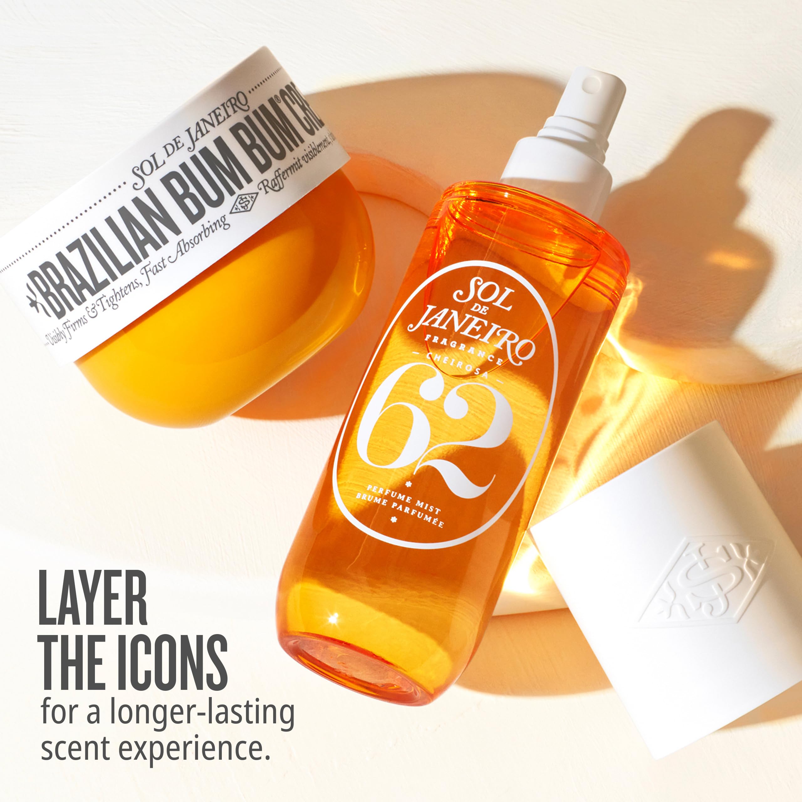 Sol de Janeiro Cheirosa 62 vanilla perfume mist for layered scents.