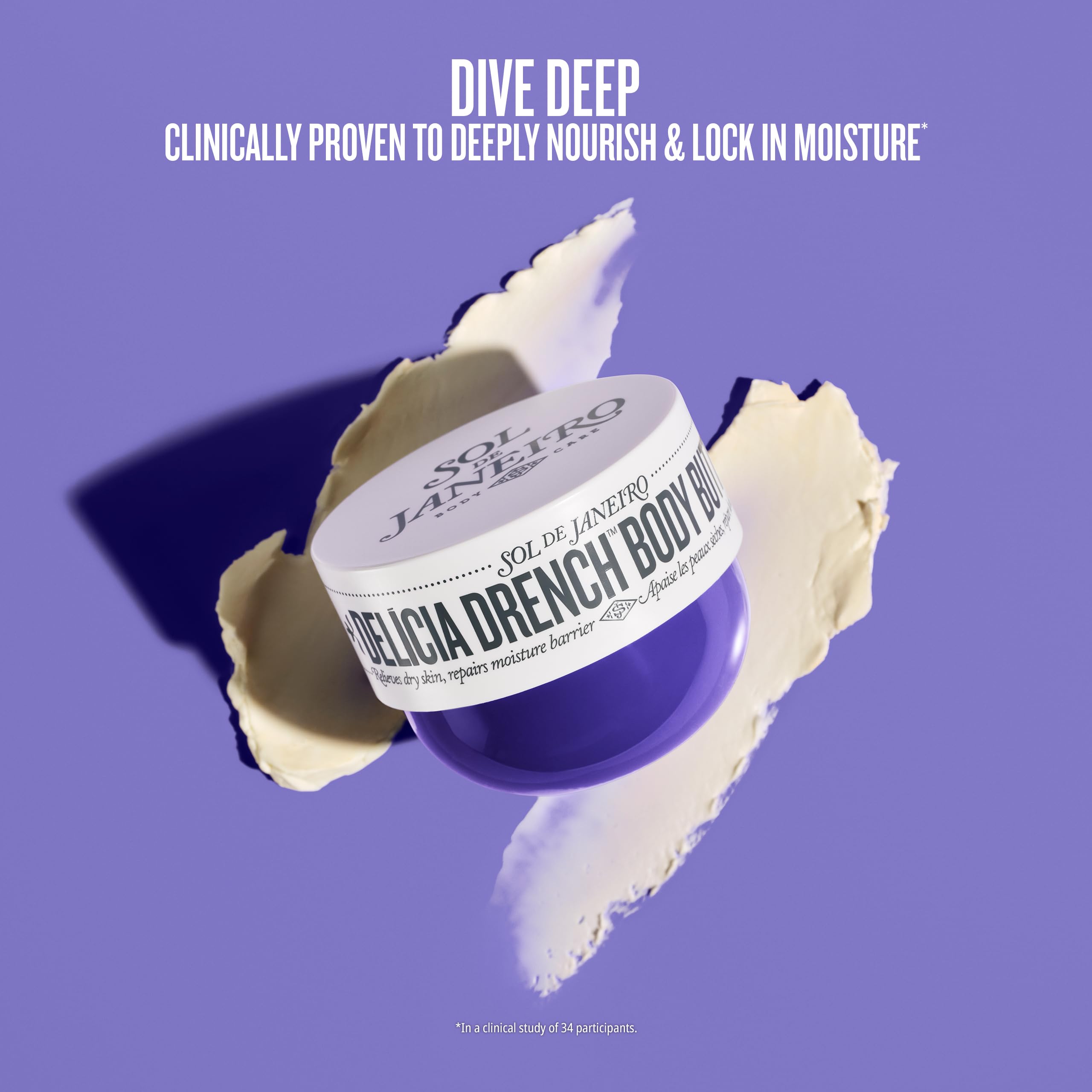 Sol de Janeiro Delicia Drench butter closeup texture shows creamy richness for skin comfort.