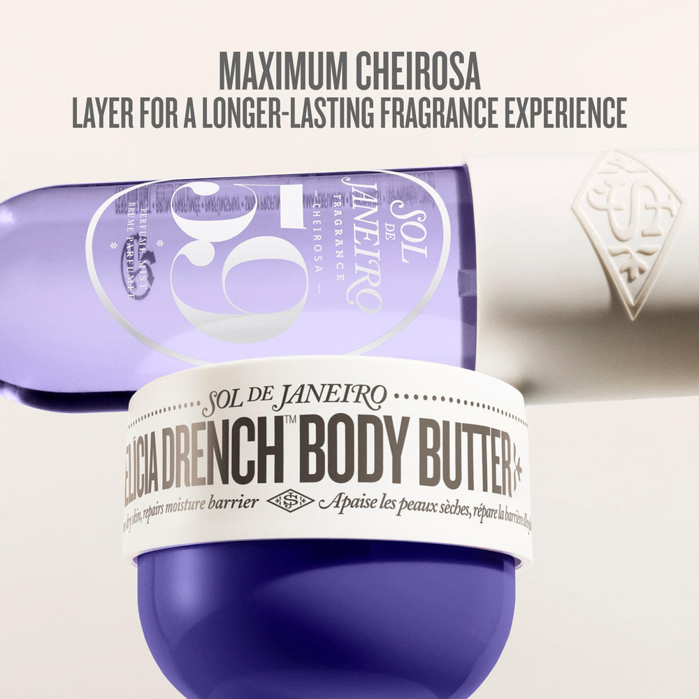 Sol de Janeiro Delicia Drench butter skin barrier moisture illustration highlights 48-hour hydration.