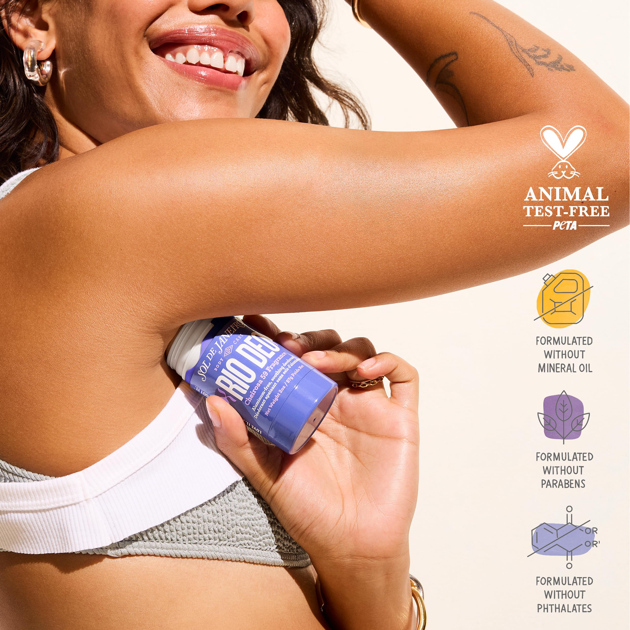 Sol de Janeiro Rio Deo Cheirosa 59 underarm application looks smooth and comfortable.
