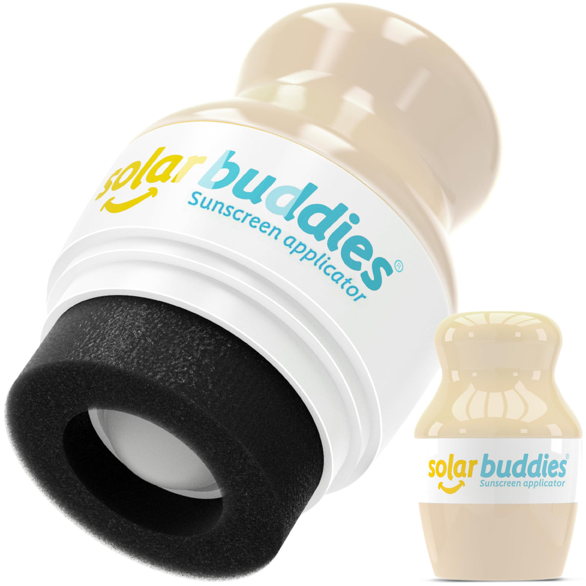 Solar Buddies roll-on sponge applicator enables quick even sunscreen application.