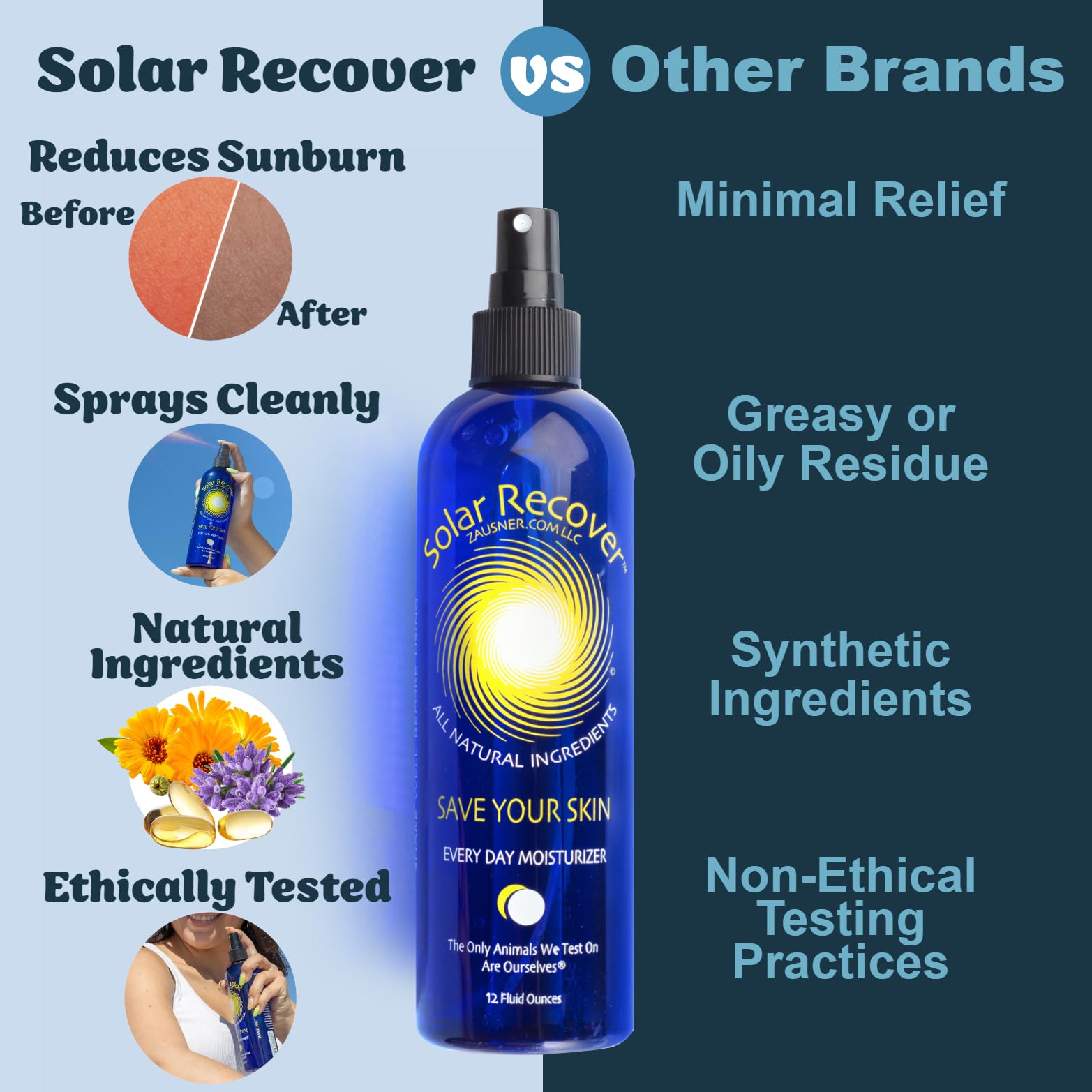 Calming lavender and chamomile notes in Solar Recover after-sun mist