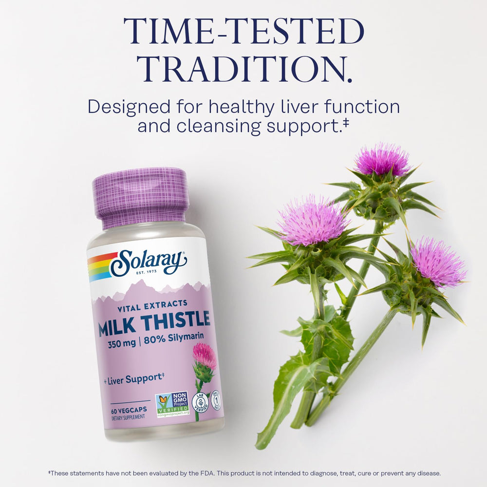 SOLARAY 80 percent silymarin guarantee highlights potency.