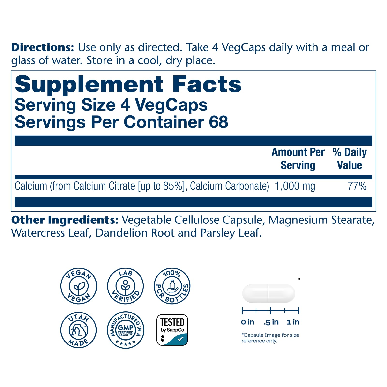 SOLARAY Calcium Citrate bottle label close-up highlighting chelated formula