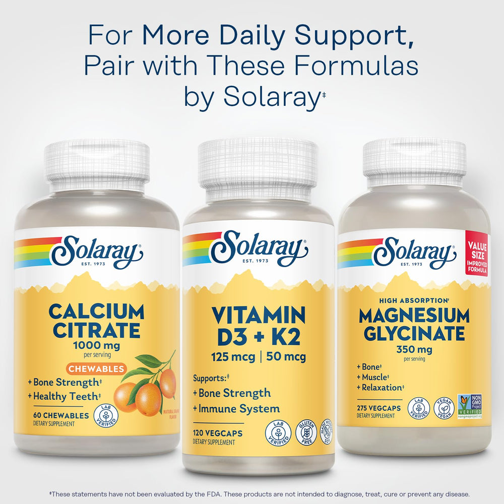 SOLARAY Calcium Citrate chews provide 15 servings per bottle