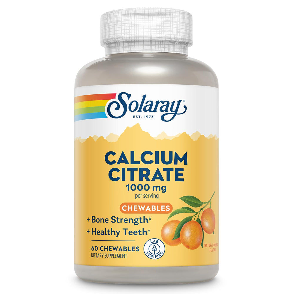 SOLARAY Calcium Citrate chews orange flavor for daily bone support