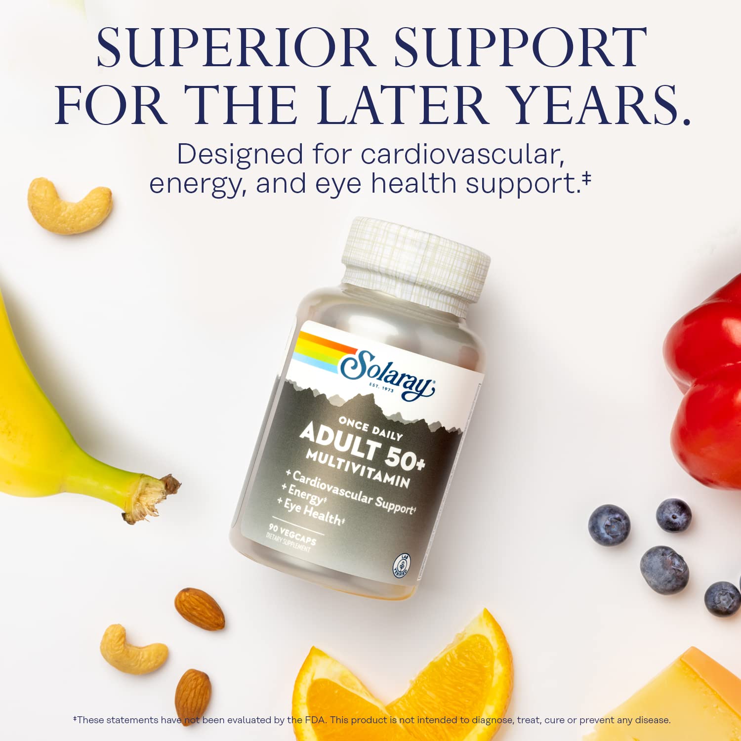 Solaray CoQ10 bottle label highlights antioxidant support and heart health.