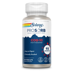SOLARAY CoQ-10 Phytosome eco-bottle showcasing recycled packaging.