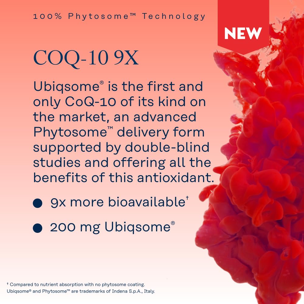 SOLARAY CoQ-10 Phytosome label highlighting high bioavailability details.