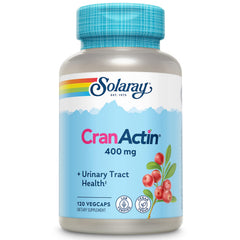 SOLARAY CranActin bottle front shows a vegan cranberry supplement for daily urinary health support.