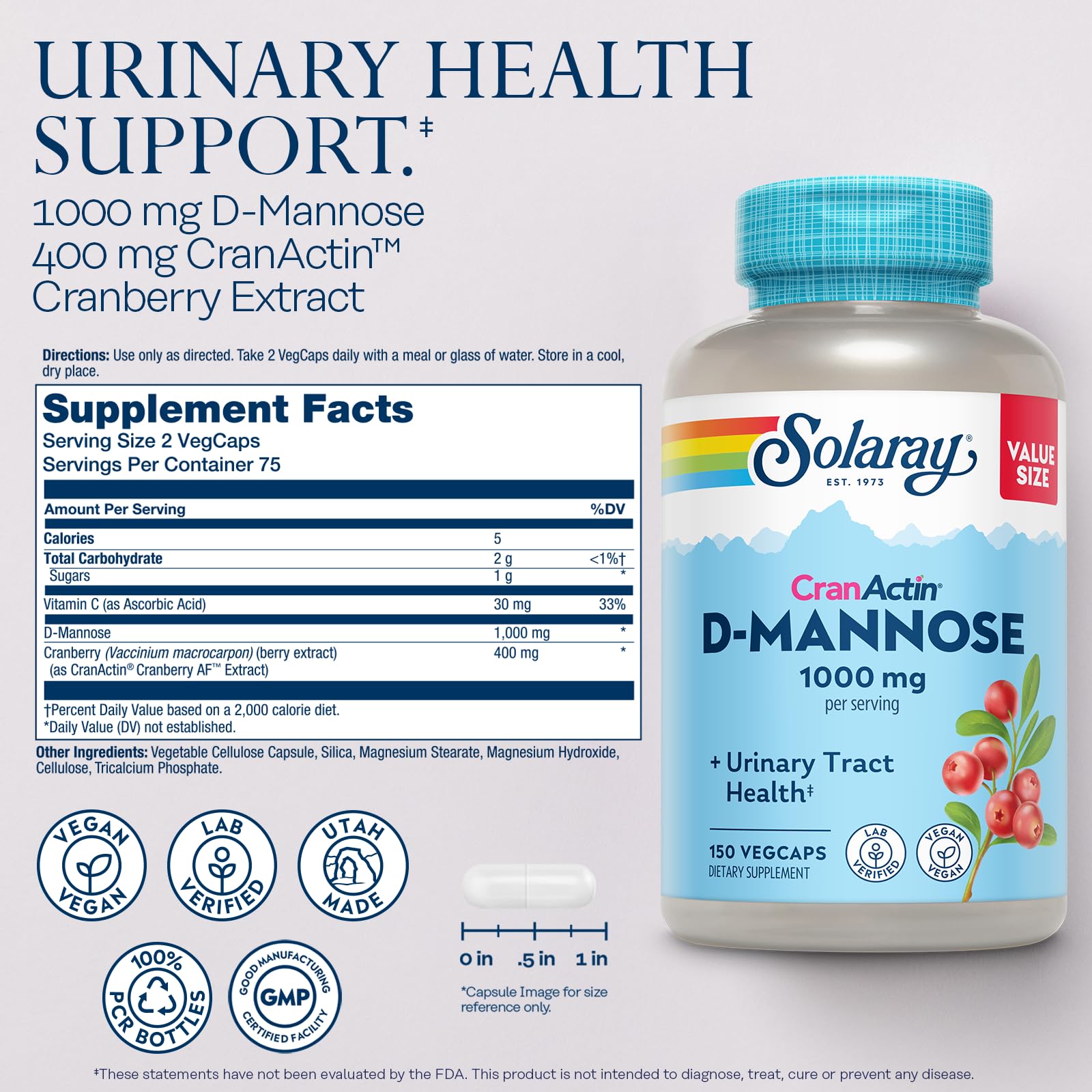 Capsules closeup highlighting CranActin cranberry extract potency for urinary health.