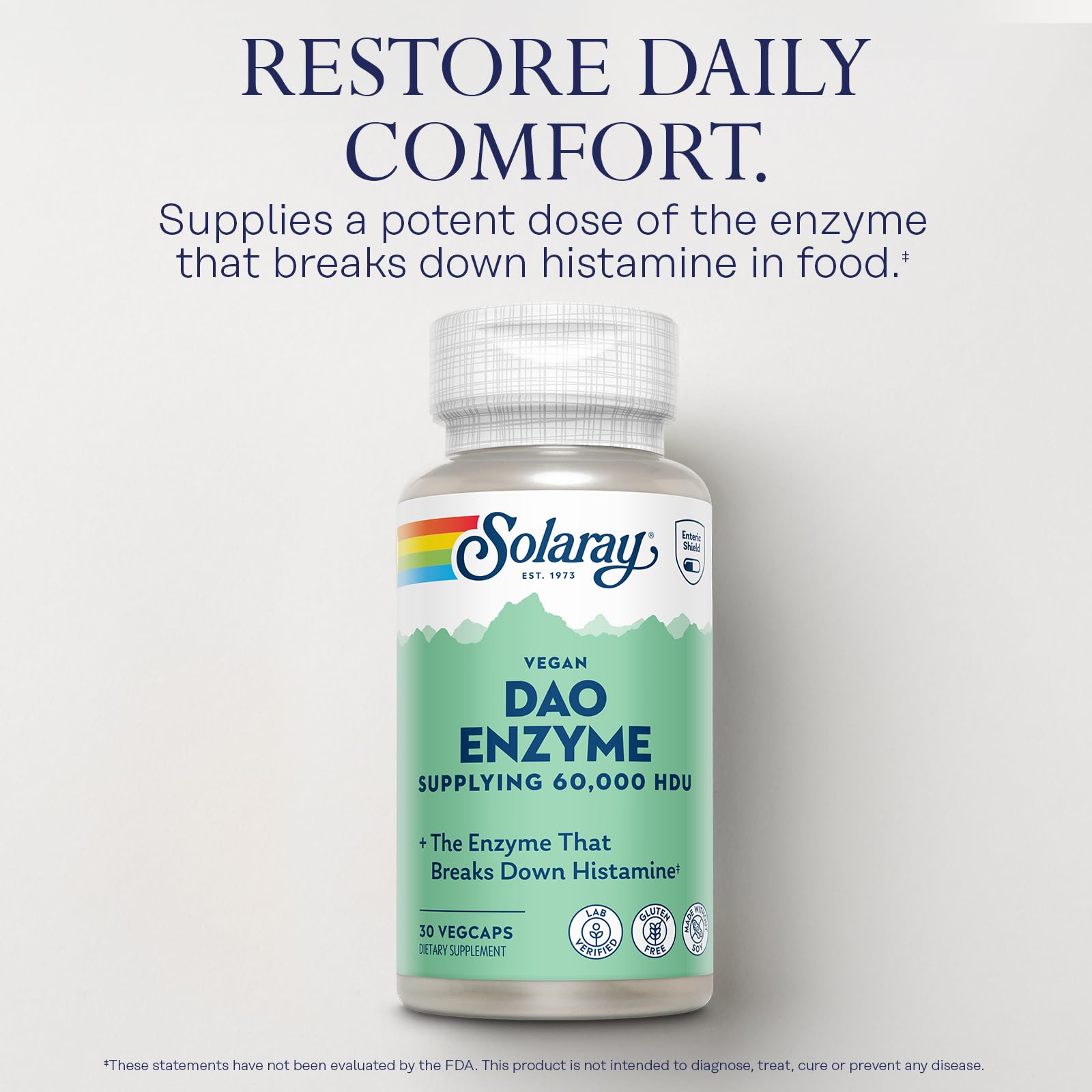 SOLARAY DAO enteric coating capsule ready to reach the small intestine