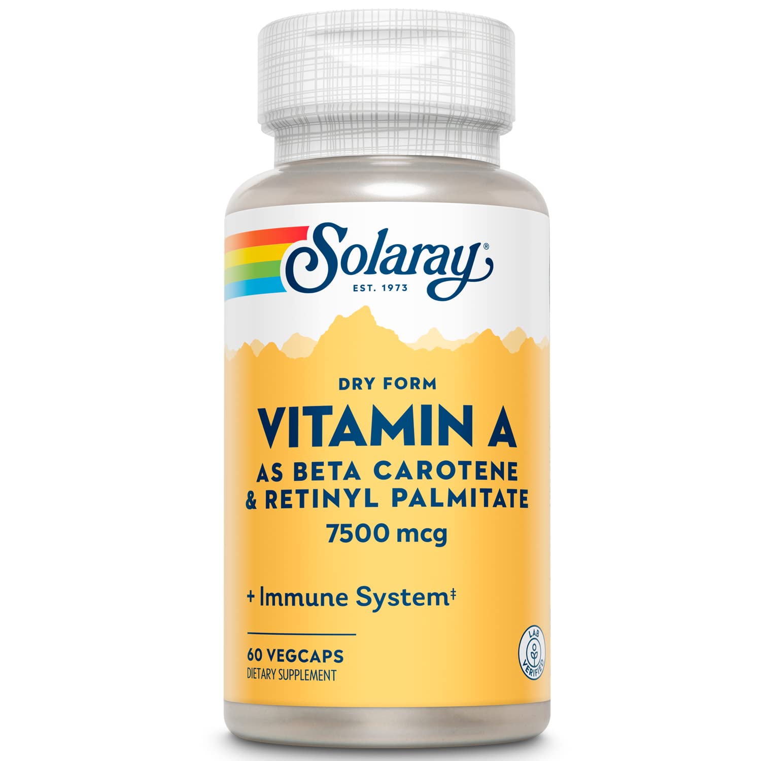 SOLARAY Vitamin A Dry Form bottle with 60 VegCaps for daily support