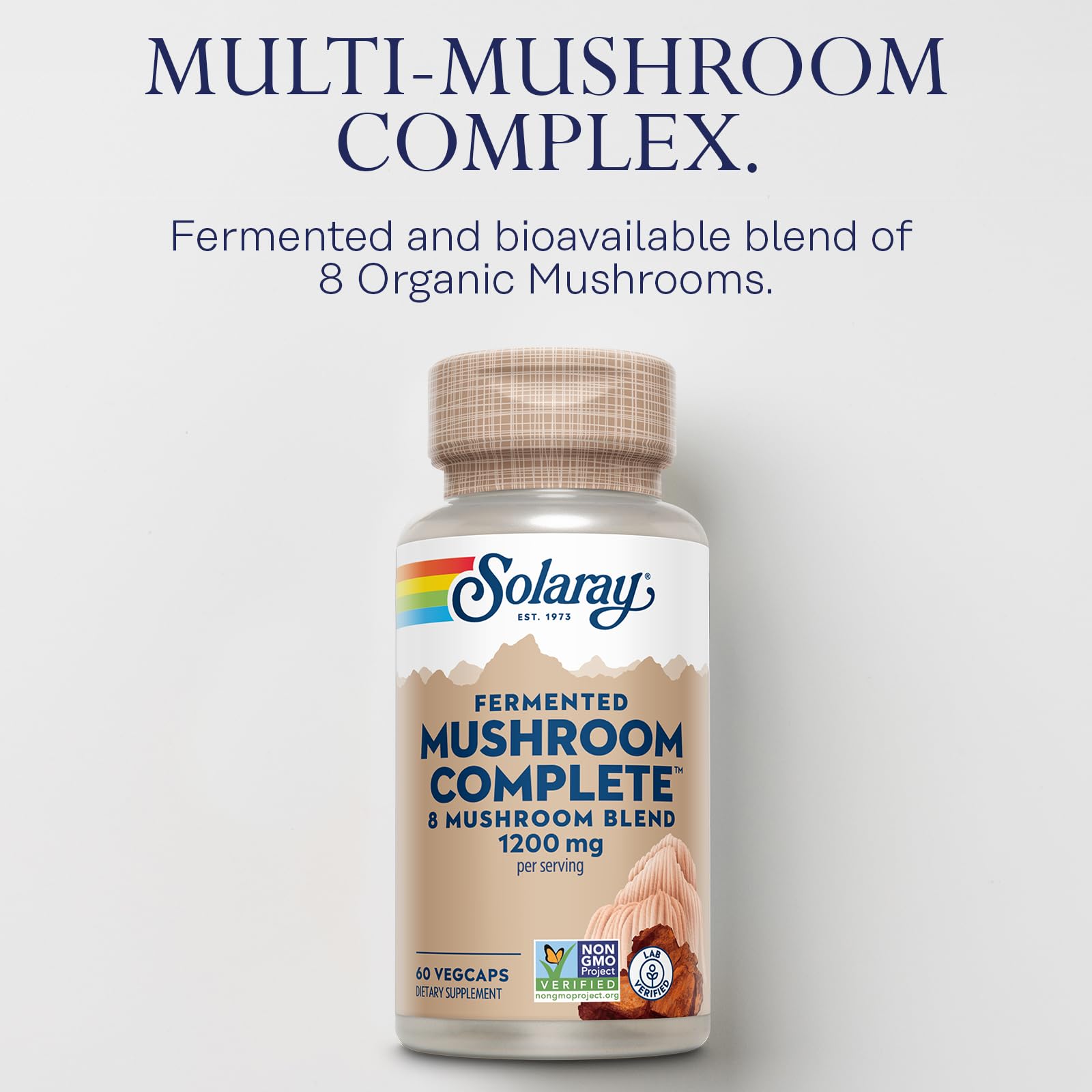 SOLARAY Fermented Mushroom Complete eco-packaging photo highlighting sustainability