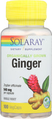 SOLARAY ginger capsules being poured for easy daily dosing