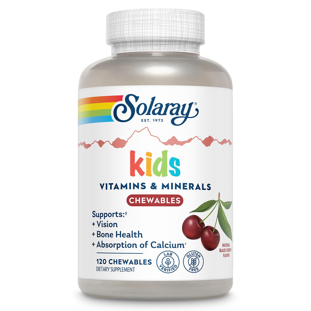 SOLARAY Kid's Vitamins & Minerals bottle for easy daily consumption.
