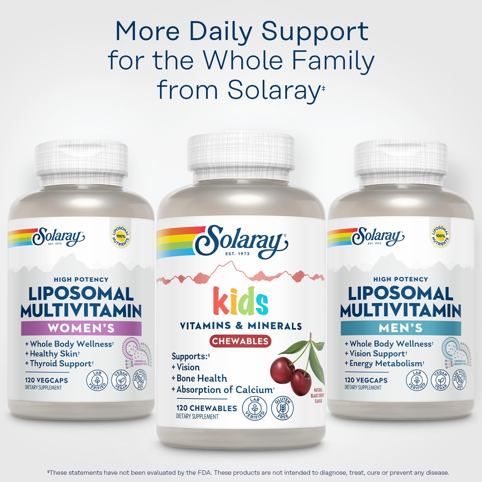 Eco-friendly bottle and solar-powered facility underscore SOLARAY sustainability.