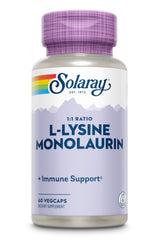 SOLARAY L-Lysine Monolaurin ingredients panel emphasizes 500 mg per serving.