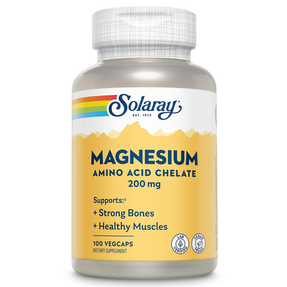 Solaray Magnesium Amino Acid Chelate 200 mg bottle for daily wellness