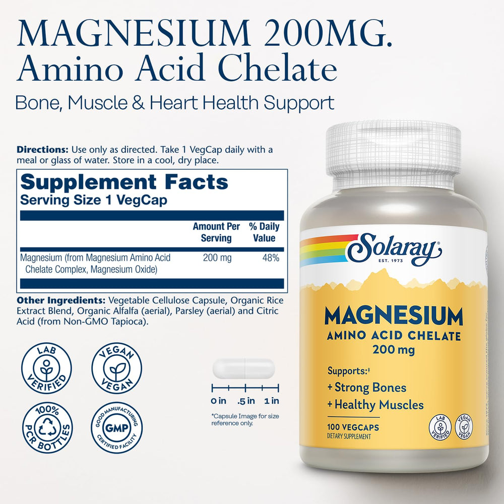 Solaray magnesium chelate capsules optimized for absorption