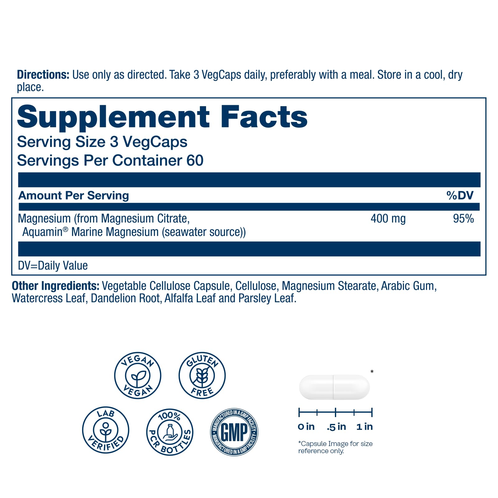 SOLARAY Magnesium Citrate 400mg capsules close-up highlights vegan capsules and enhanced absorption.