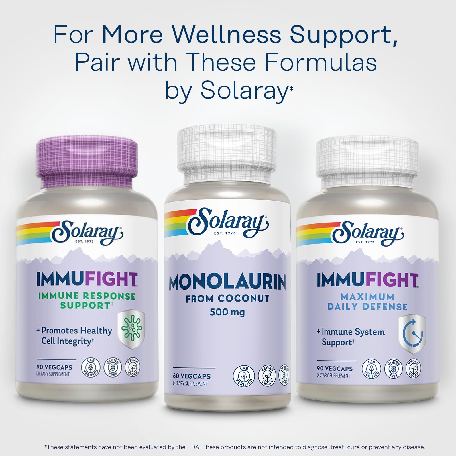 SOLARAY Monolaurin bottle on pantry shelf for everyday use.
