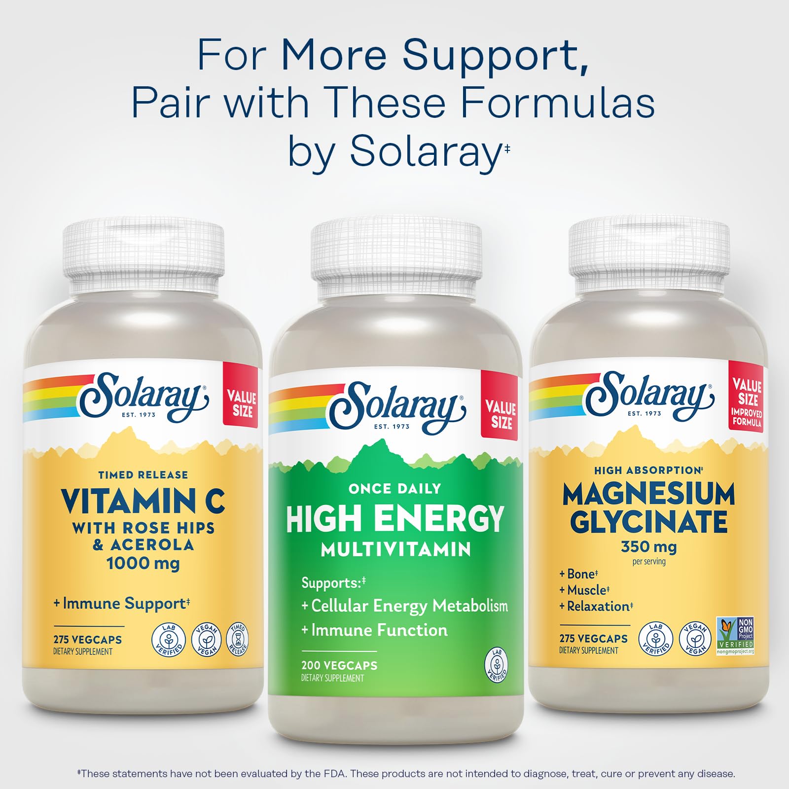 SOLARAY label closeup confirms 34 nutrients included for comprehensive daily support.