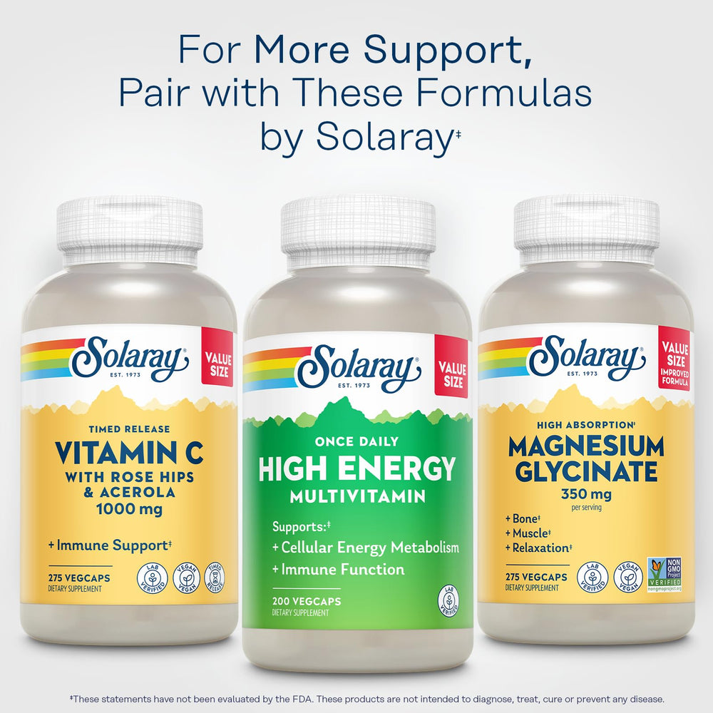 SOLARAY label closeup confirms 34 nutrients included for comprehensive daily support.