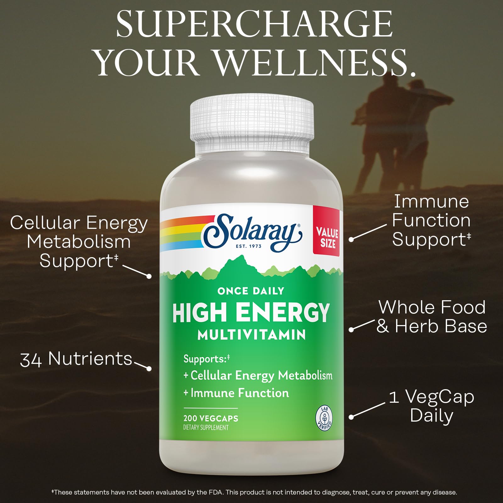 SOLARAY label closeup highlights vitamin B complex and whole food base.