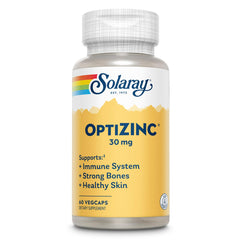 Solaray OptiZinc 30 mg bottle front highlighting high-absorption zinc