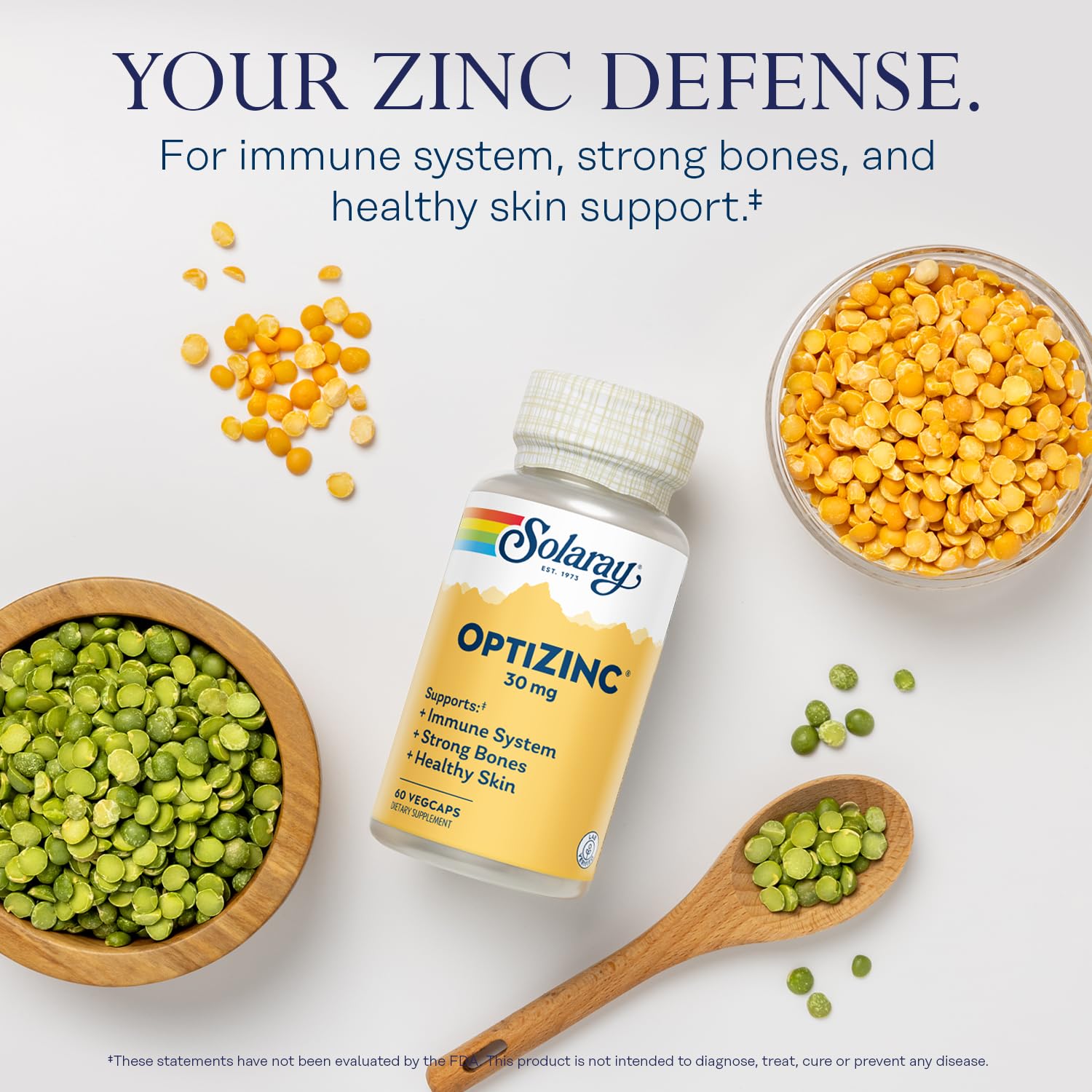 Solaray OptiZinc 30 mg nutrition label showing zinc and vitamin B6