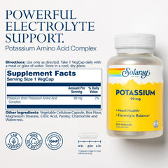 Close-up of the SOLARAY label showing potassium content per serving.
