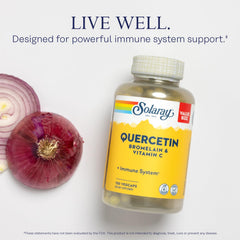 SOLARAY Quercetin Bromelain Vitamin C capsules close-up, highlighting vegan capsules