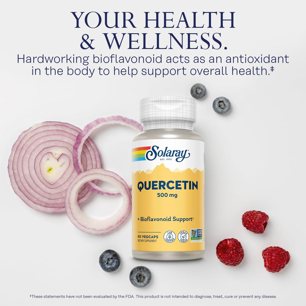 SOLARAY Quercetin capsules inside bottle for daily wellness.