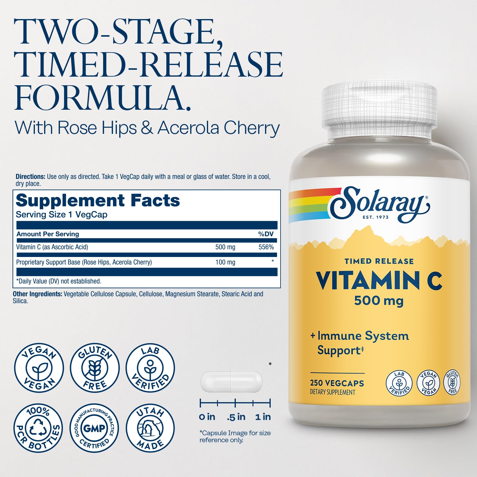 SOLARAY rose hips and acerola blend visual for natural vitamin C sources.