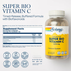 SOLARAY Vitamin C 1000mg capsules close-up highlighting two-stage release.