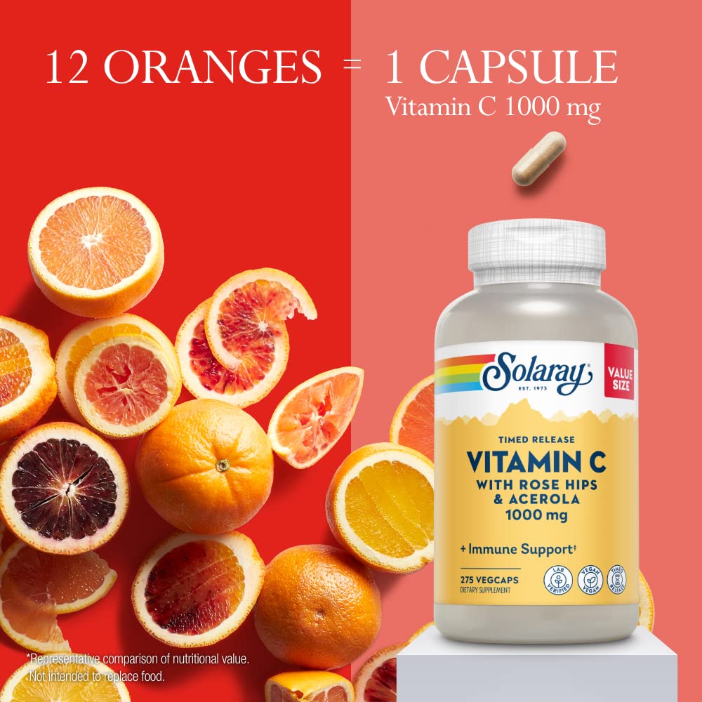 Vegan SOLARAY capsules shown for plant-based immune support.