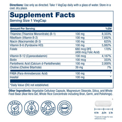 SOLARAY Vitamin B Complex 100mg serving vegcaps for easy daily use.