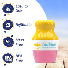 Travel-size Solar Buddies with 100 ml indicator for on-the-go sun care.