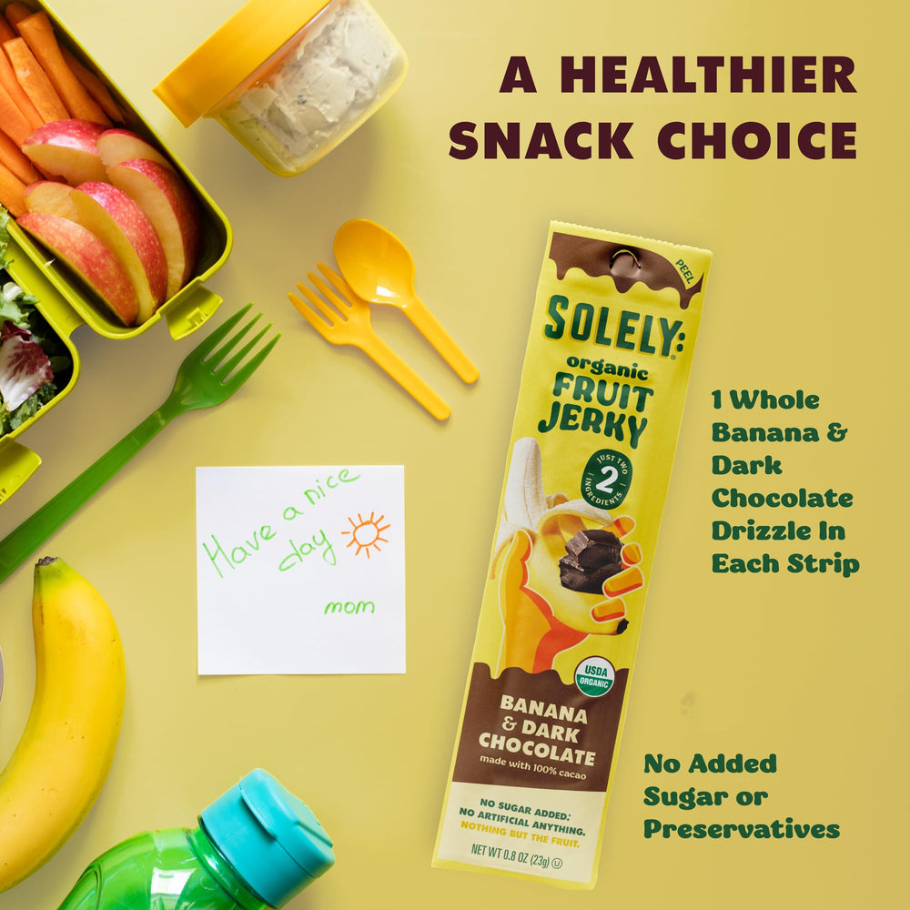 SOLELY fruit jerky on lunchbox: a healthy on-the-go option for kids and adults