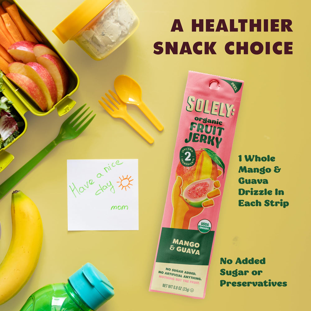 SOLELY Jerky 12-pack shown in a lunchbox for busy days