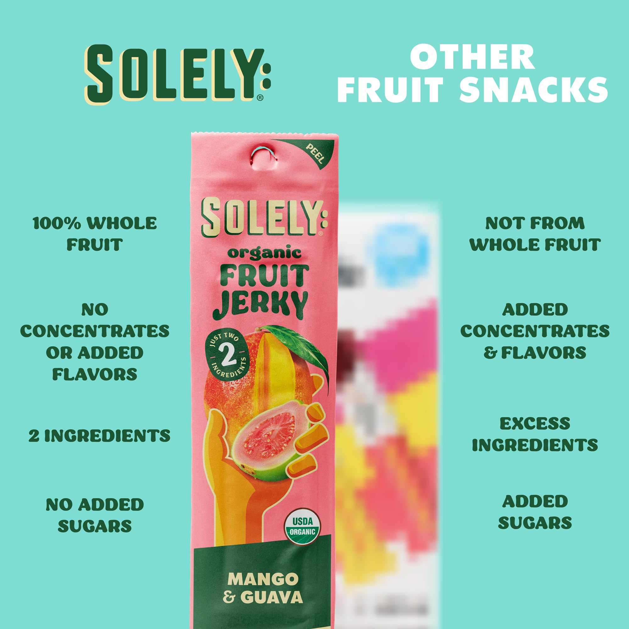 SOLELY Jerky packaging shows non-GMO and vegan icons