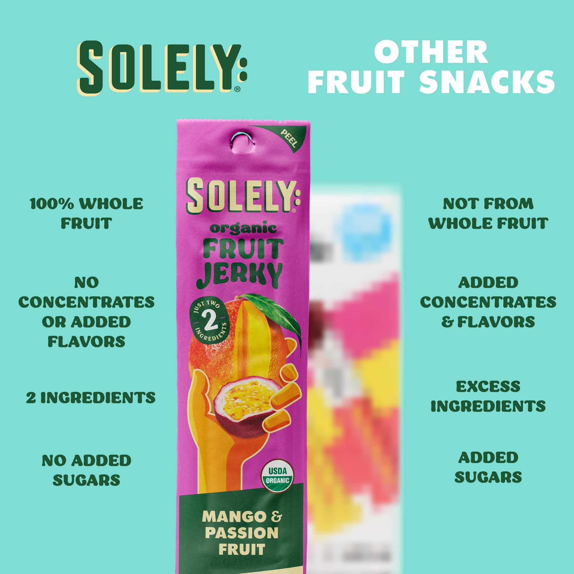 SOLELY vegan non-gmo label close-up highlighting clean snacking